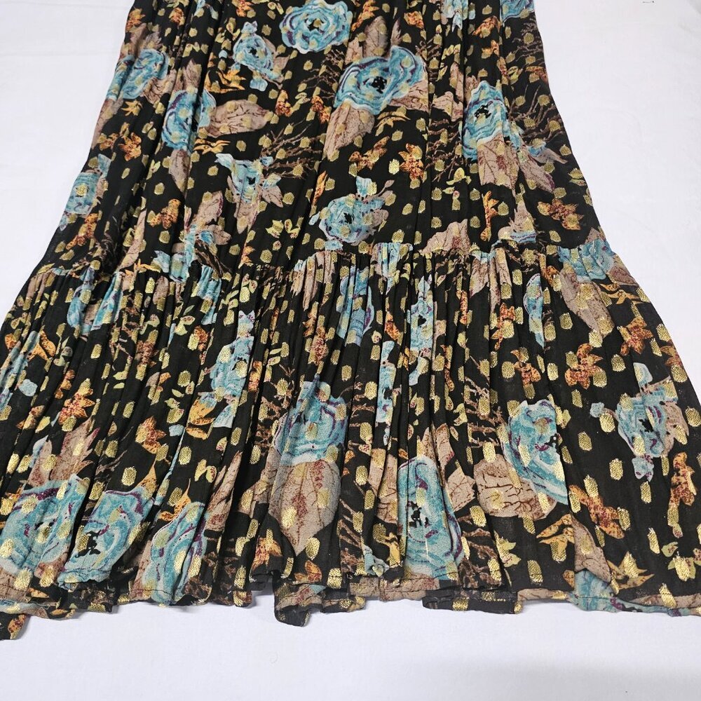 Natural Life The Alice Metallic Tiered Floral Maxi Sun Dress Women Size XL Black - Picture 14 of 15